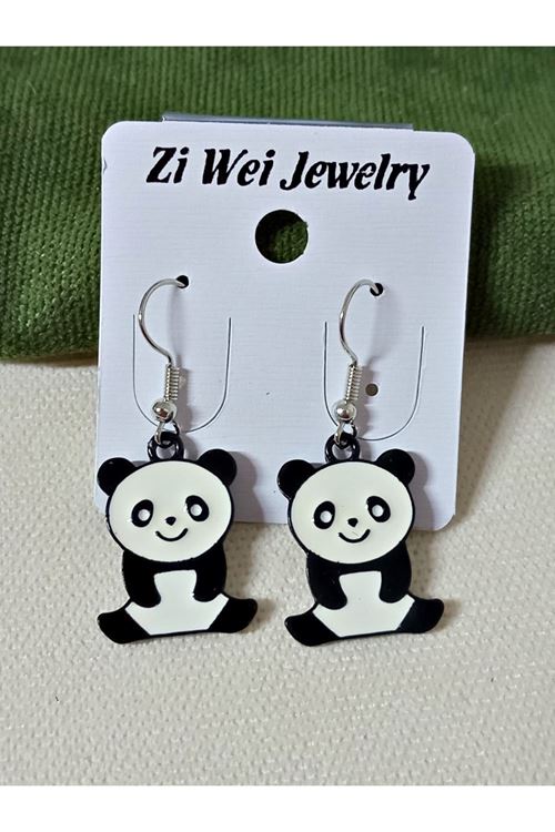Panda Çizgi Karakter 1 Çift Eğlenceli  Çocuk Küpesi
