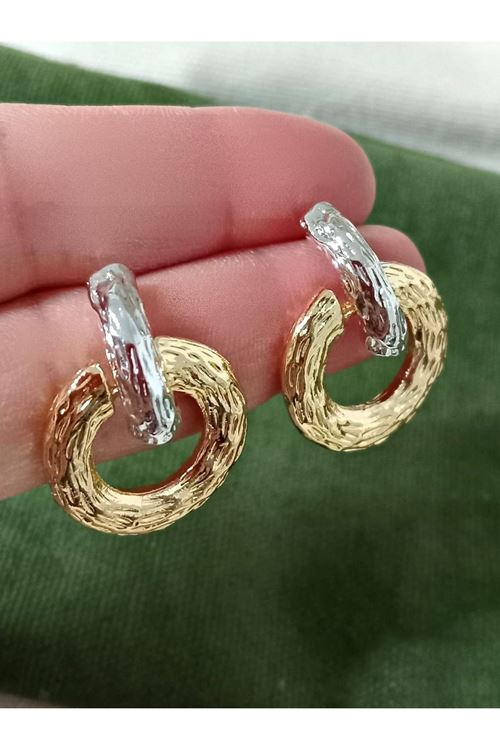 Gold-gümüş Yuvarlak Halka Şık Hafif Kadın Küpe