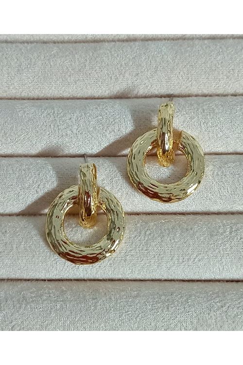 Gold Yuvarlak Şık Halka Hafif Kadın Küpe