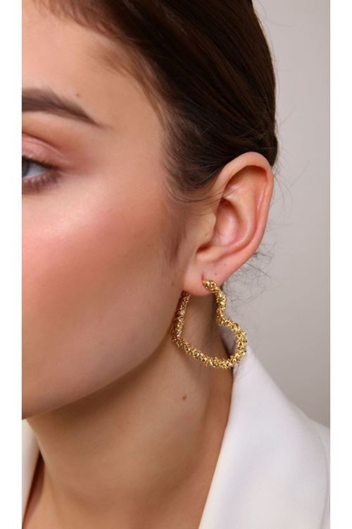 Gold  Kalp Model Şık Halka Küpe