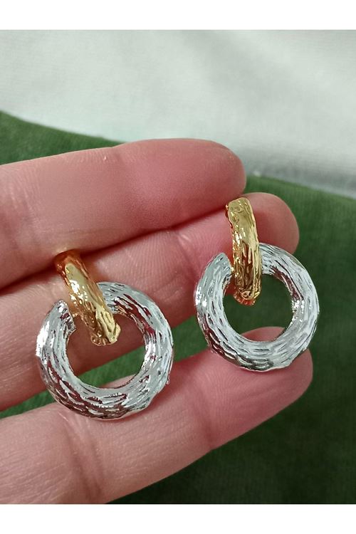 Gold-gümüş Yuvarlak Halka Şık Hafif Kadın Küpe