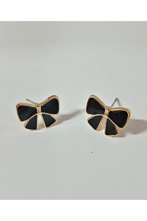 Minimal Siyah  Fiyonk Günlük Kadın Küpe