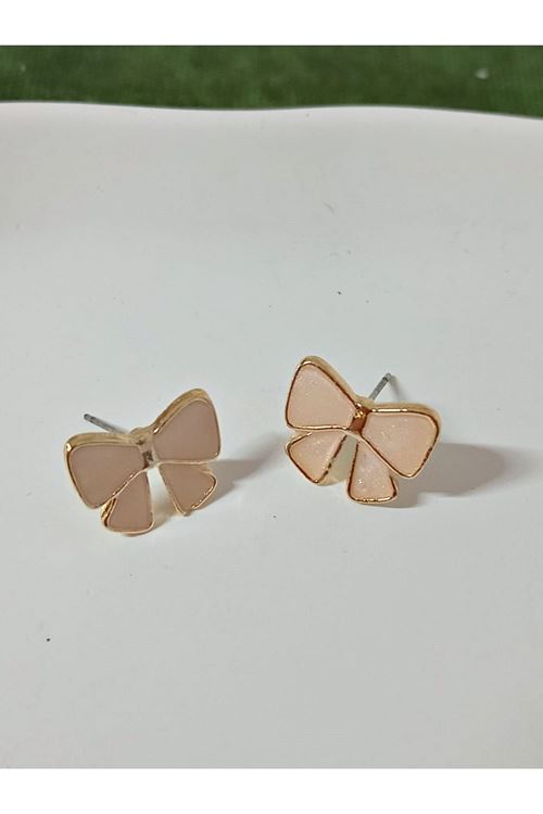 Minimal Ekru Fiyonk Günlük Kadın Küpe
