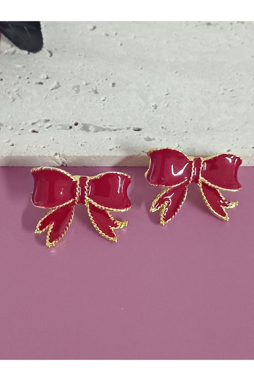 Bordo Mineli Fiyonk Şık Küpe