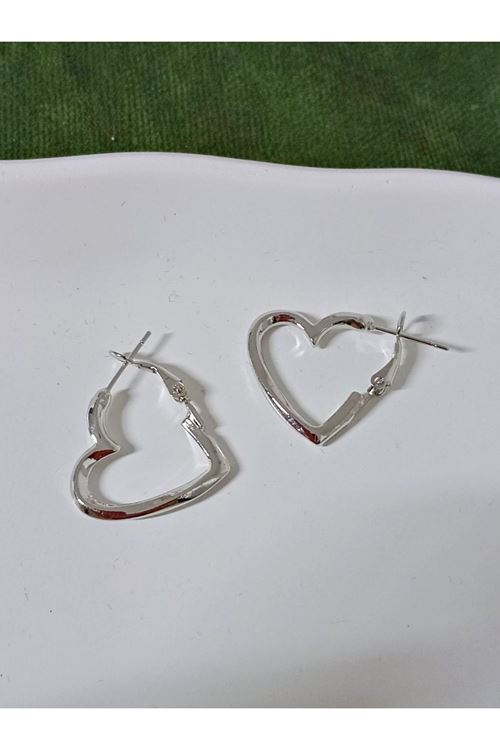 Gümüş Kalp Halka Küçük Kadın Küpe 2cm