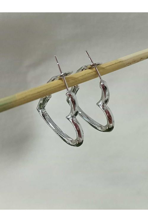 Gümüş Kalp Halka Küçük Kadın Küpe 2cm