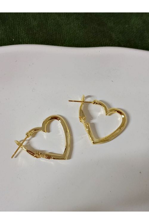 Gold Kalp Halka Küçük Kadın Küpe 2cm