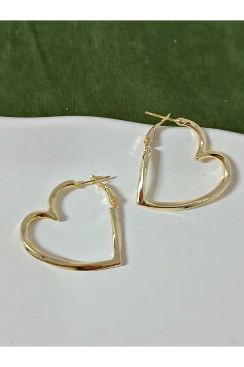Gold  Kalp Halka Hafif  Kadın Küpe