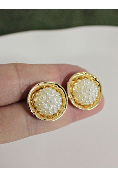 Gold İncili Şık Kadın Küpe
