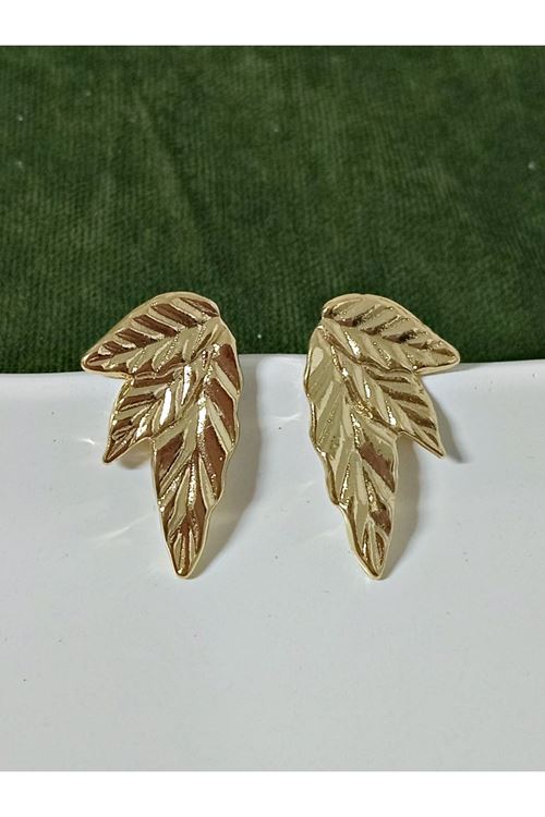 Gold Yapraklar Şık Hafif  Kadın Küpe