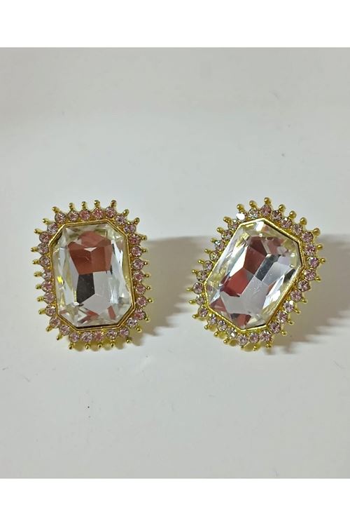 Beyaz Taşlı Gold Kadın Küpe