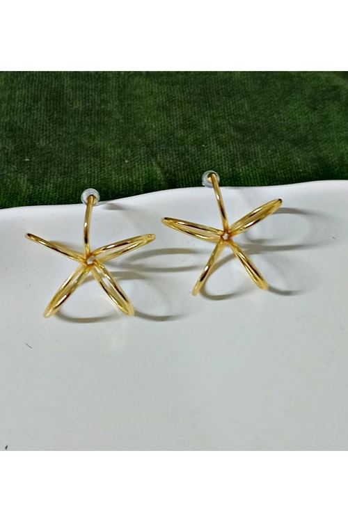 Gold Muhteşem Duruşlu Hafif Tel Kadın Küpe