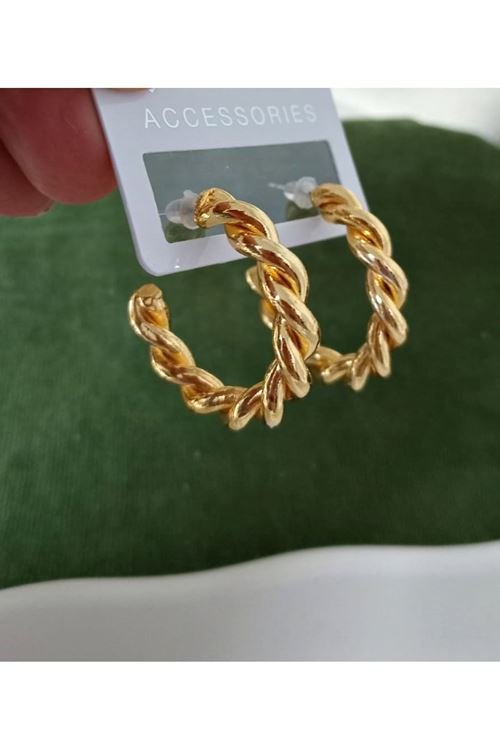 Gold Burma 3cm Halka Kadın Küpe Çelik