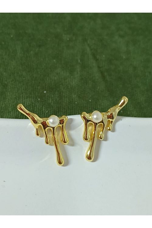 Gold İncili Şık Trend Kadın Küpe