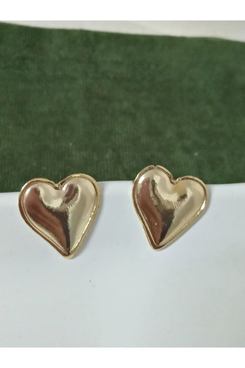 Gold Küçük Hafif Kalp Kadın Küpe