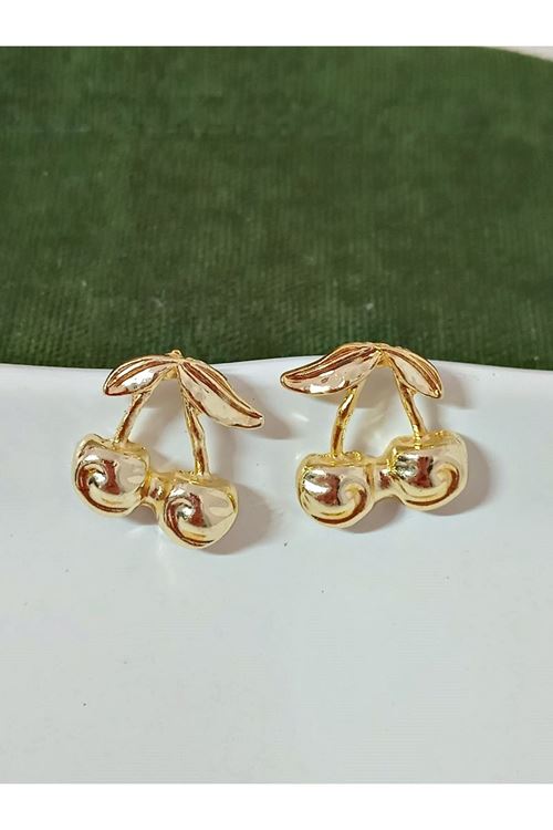 Gold Kiraz Şık Kadın Küpe