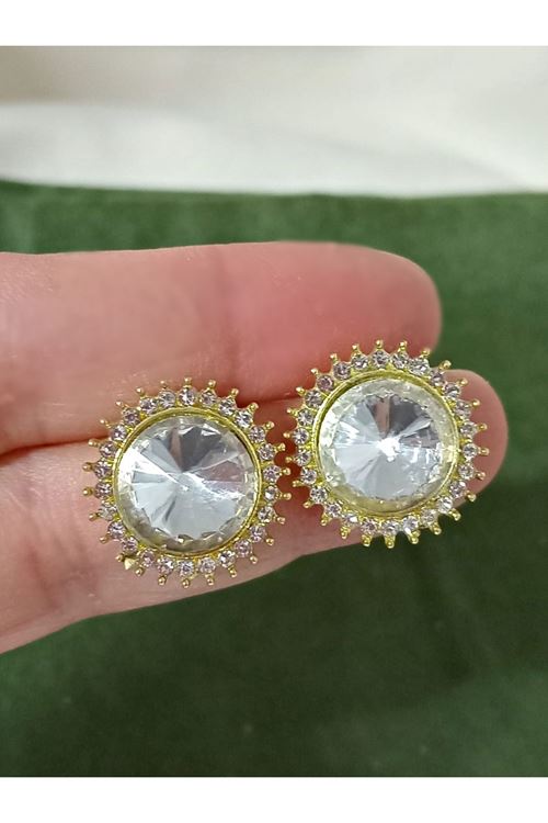 Gold Taşlı Şık Kadın Küpe