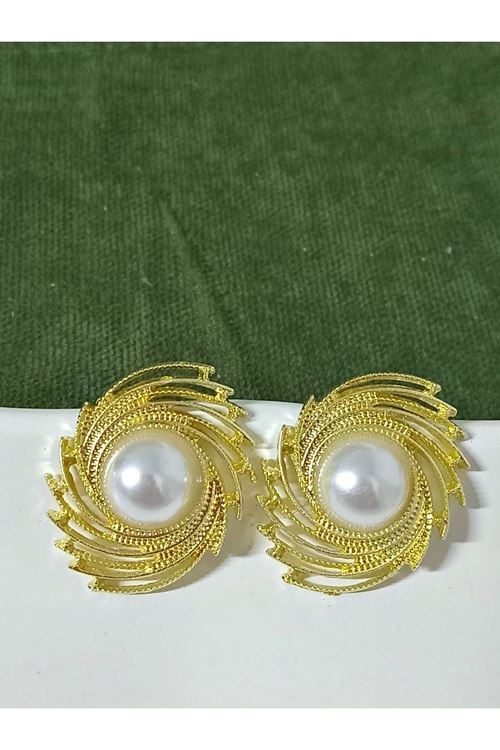 Gold İncili Şık Kadın Küpe