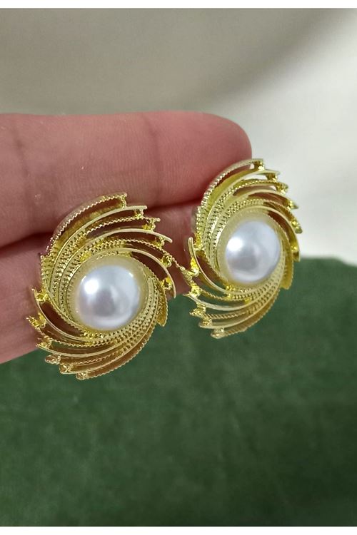 Gold İncili Şık Kadın Küpe