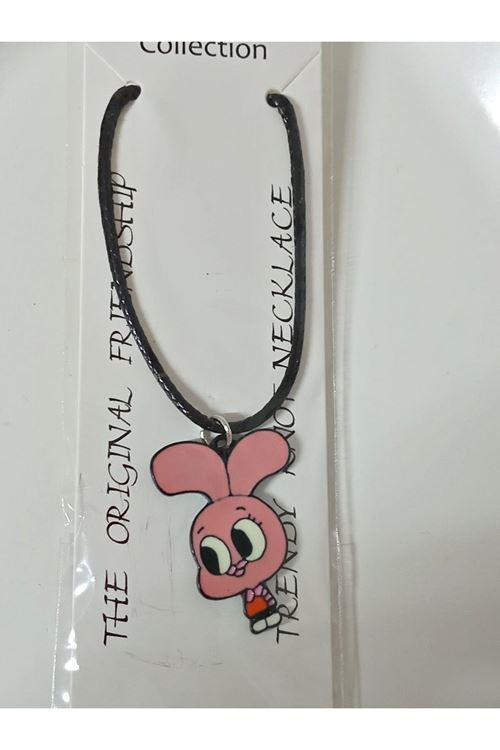 Pembe Tavşan Suni Deri Kayışlı Unisex Çocuk Kolye