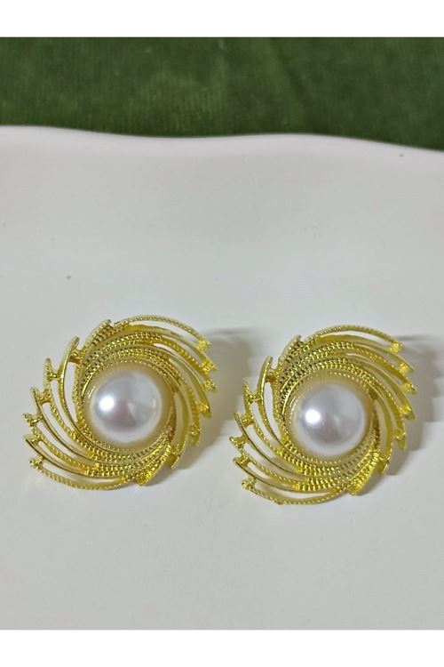 Gold İncili Şık Kadın Küpe