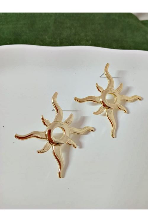 Gold Gün Işığı Şık Kadın Küpe