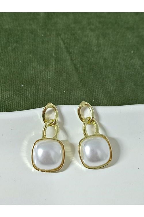 Gold İnci Sallantılı Şık Trend Kadın Küpe