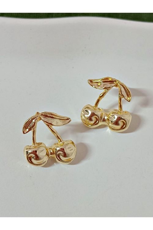 Gold Kiraz Şık Kadın Küpe
