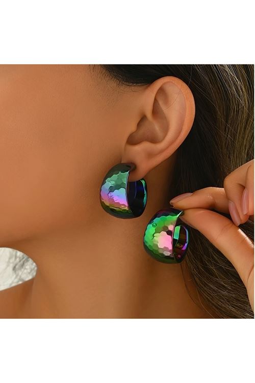 6 Cift, / Renk Işıltılı Parlak Kadın Halka Küpe,3cm