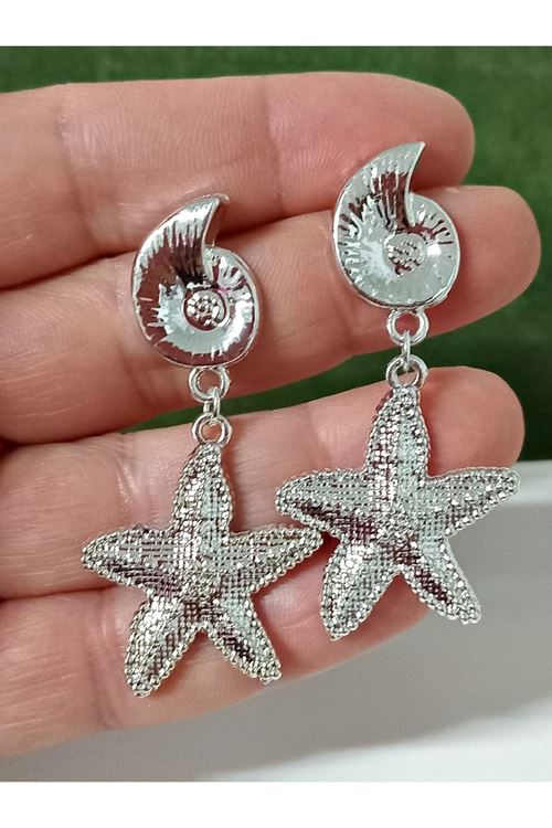 Gümüş Sallantılı Deniz Yıldızı Hafif Kadın Küpe