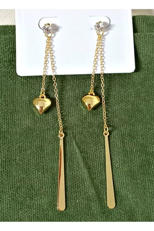 Gold Kalp Sallantılı Uzun Küpe