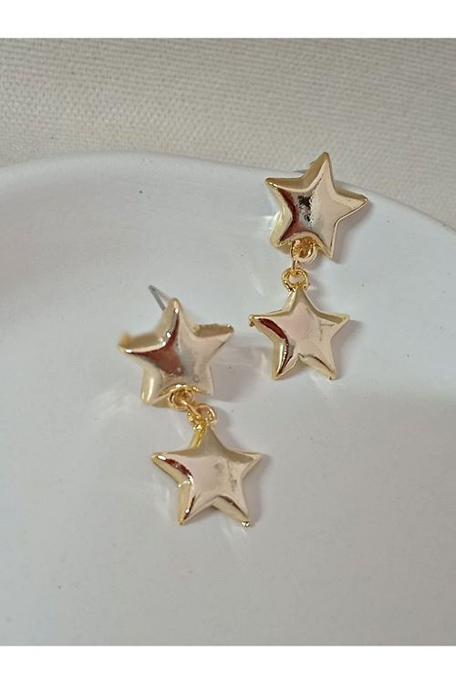 Gold Yıldız Şık Kadın Küpe
