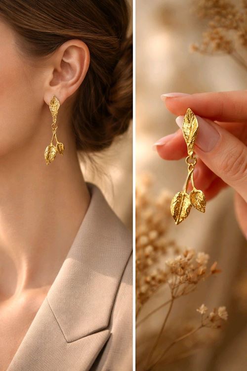 Gold Yaprak Küpe