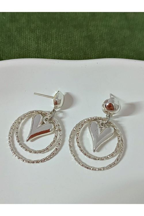 Gümüş Kalp Çember Hafif Kadın Küpe