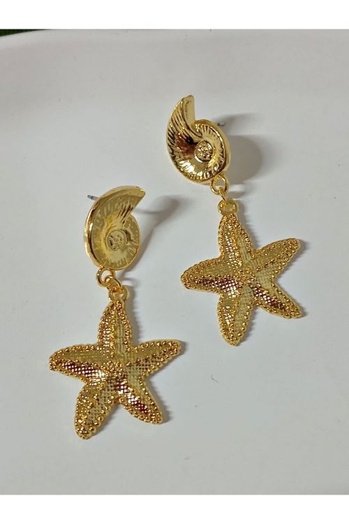 Gold Sallantılı Deniz Yıldızı Hafif Kadın Küpe