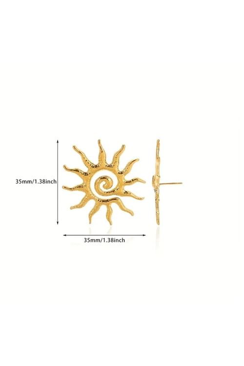 Gold Güneş Çivi Kadın Küpe, 3,5cm