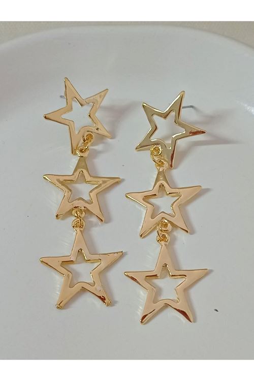 Gold Yıldızlar Şık Kadın Küpe