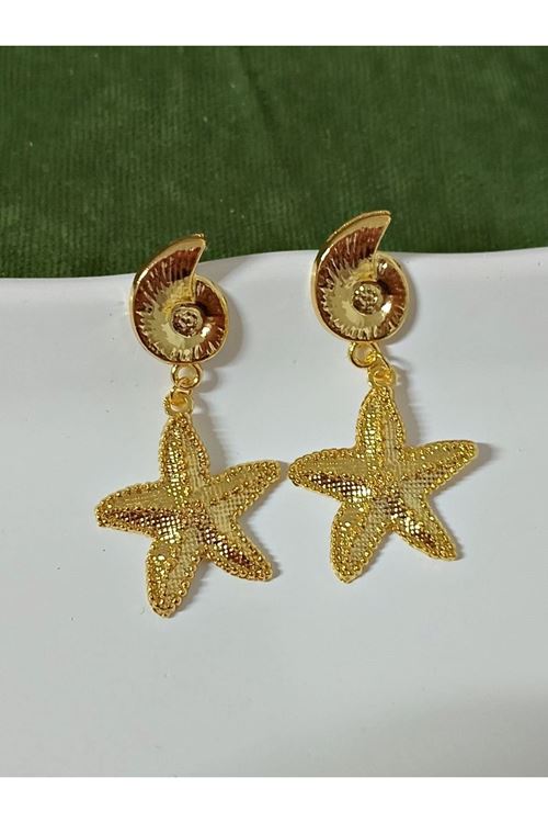 Gold Sallantılı Deniz Yıldızı Hafif Kadın Küpe