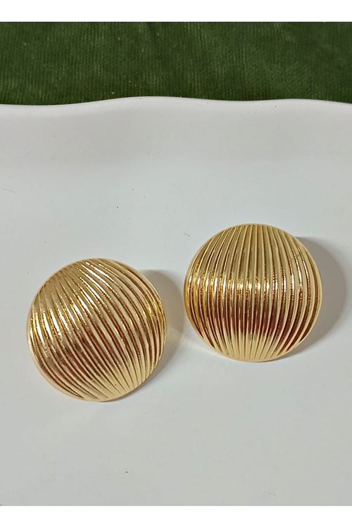 Gold Çizgi Detaylı Bombe Küpe