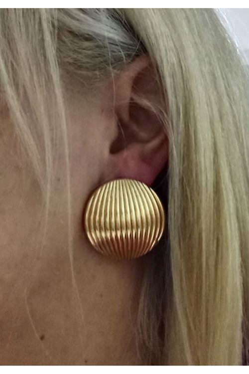 Gold Çizgi Detaylı Bombe Küpe