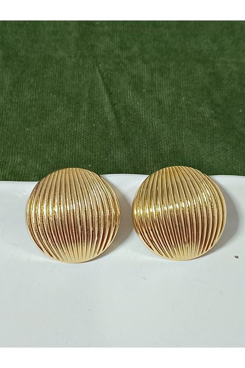 Gold Çizgi Detaylı Bombe Küpe