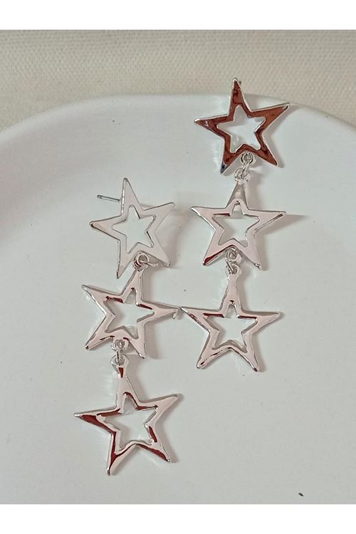 Gümüş Yıldızlar Şık Kadın Küpe