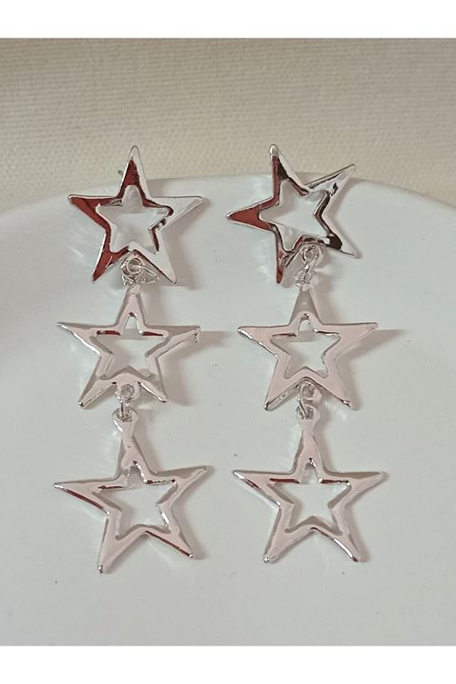 Gümüş Yıldızlar Şık Kadın Küpe