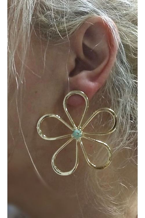 Gold Mor Mineli Papatya Kadın Küpe, Daisy