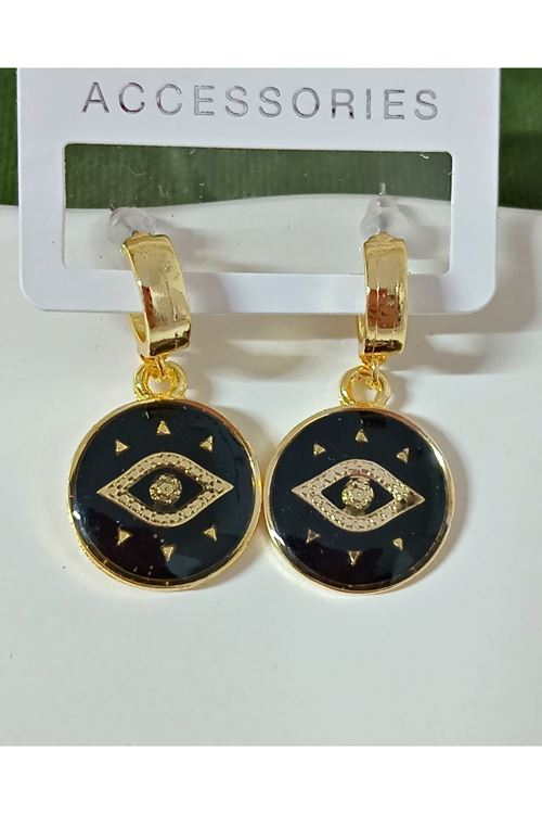 Gold Siyah Göz Kadın Küpe