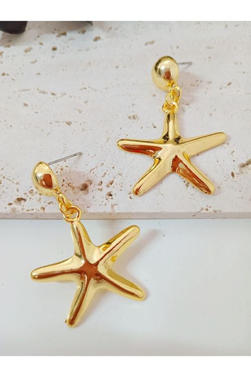 Gold Deniz Yıldızı Sallantılı Hafif Kadın Küpe