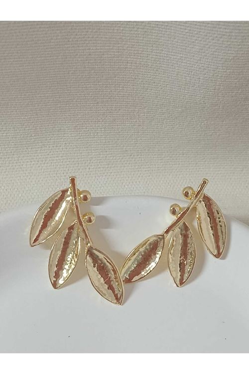 Gold Zeytin Dalı Şık Kadın Küpe