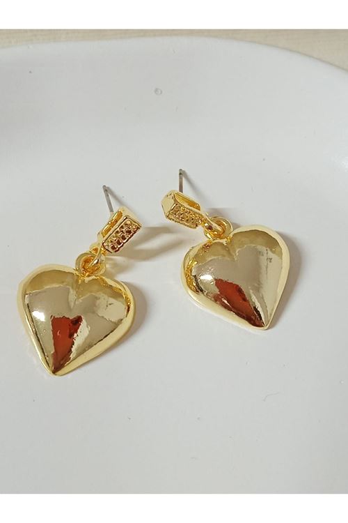 Gold Sallantılı Kalp Hafif Kadın Küpe
