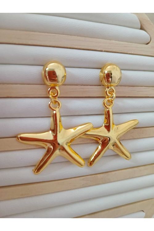 Gold Deniz Yıldızı Sallantılı Hafif Kadın Küpe