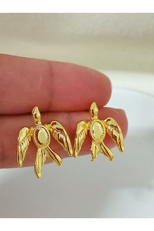 Gold Kuş Küçük Hafif Kadın Küpe